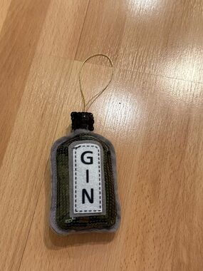 Sequin 'GIN' Bottle Ornament - gray & Black
